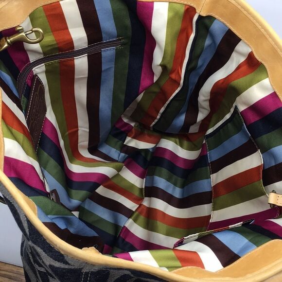 Coach Blue and Tan Tote Bag - Picture 15 of 16